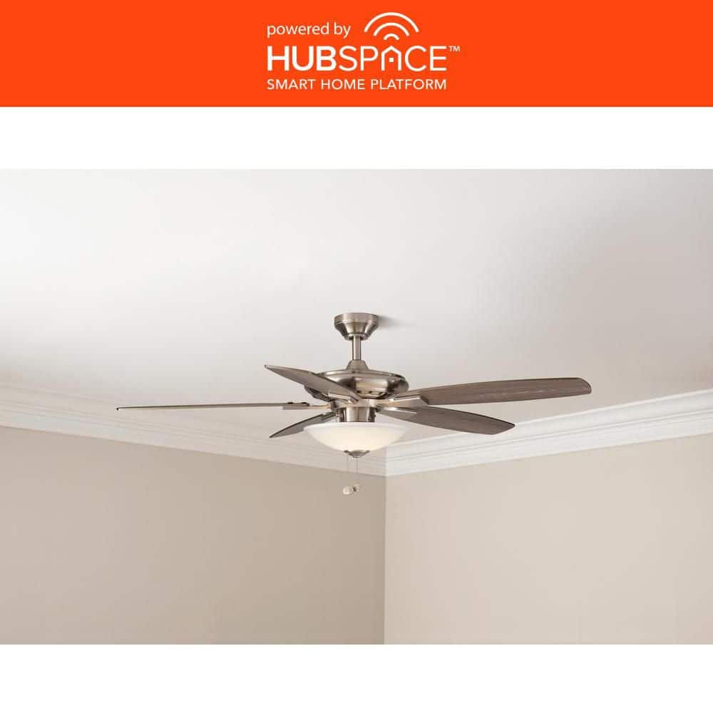 Hampton Bay Menage 52 in. LED Indoor Brushed Nickel Smart Hubspace