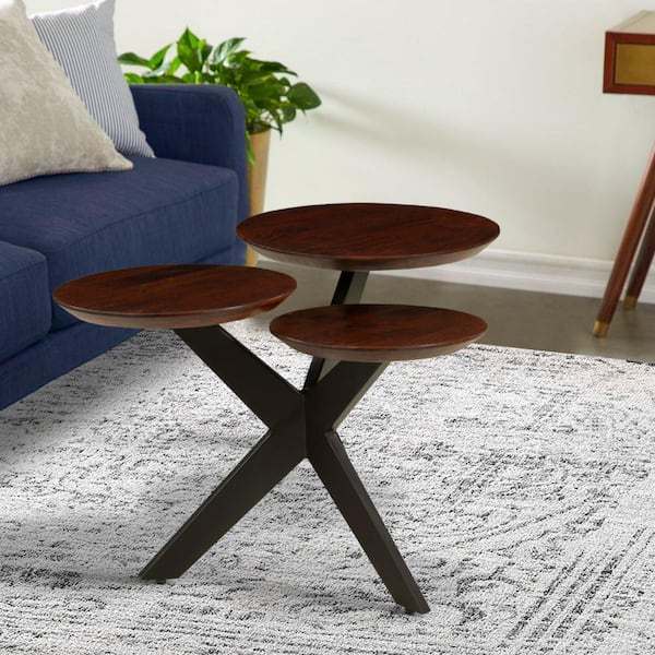 The Urban Port 36 In Modern Brown And, Round Multi Level Coffee Table