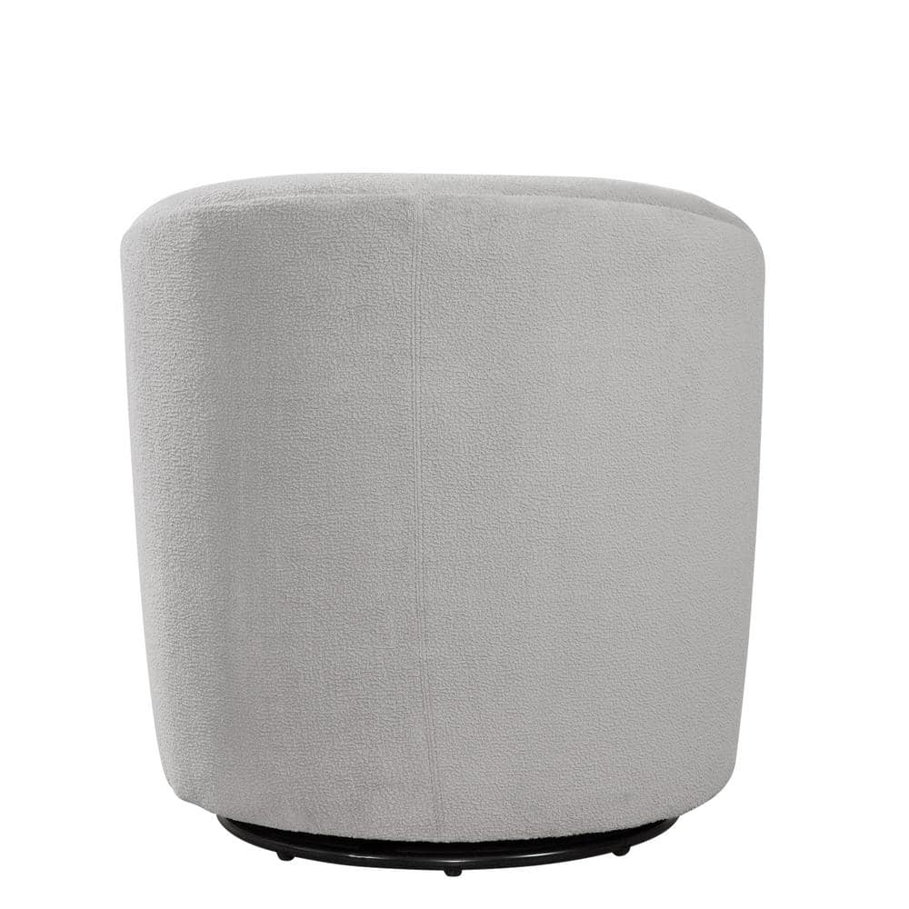 Light Gray Velvet Barrel Swivel Accent Chair