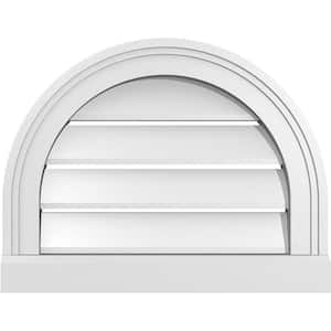 18 in. x 14 in. Round Top White PVC Paintable Gable Louver Vent Functional