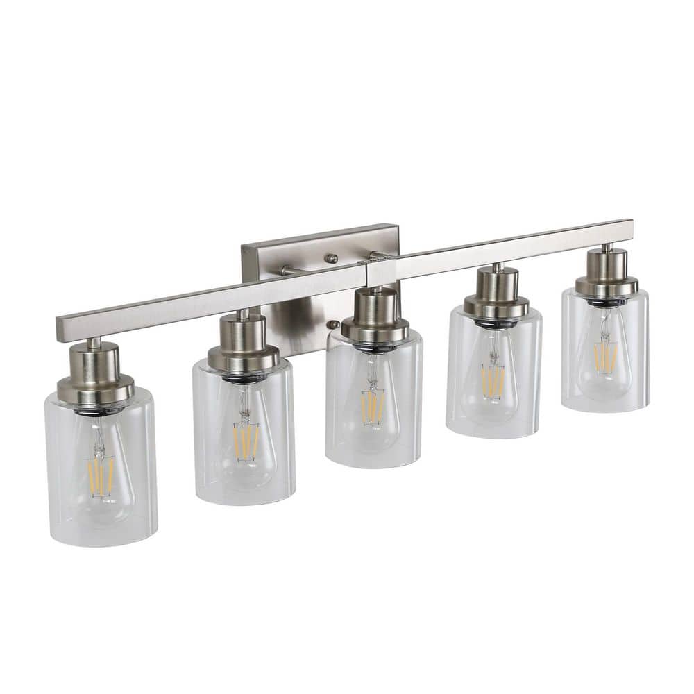 31 in. 5 Light Brushed Nickel Finish Vanity Light Fixture Bathroom Over Mir