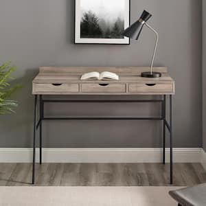 42 in. Grey Wash Rectangular 3 -Drawer Writing Desk with Storage