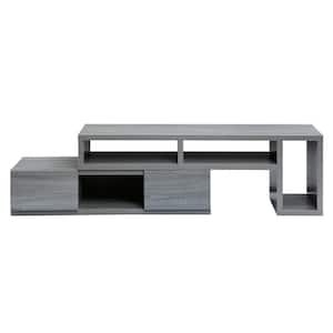 Wood TV Stand Console Fits TVs up to 55 to 65 in. with 2 Drawers, Gray
