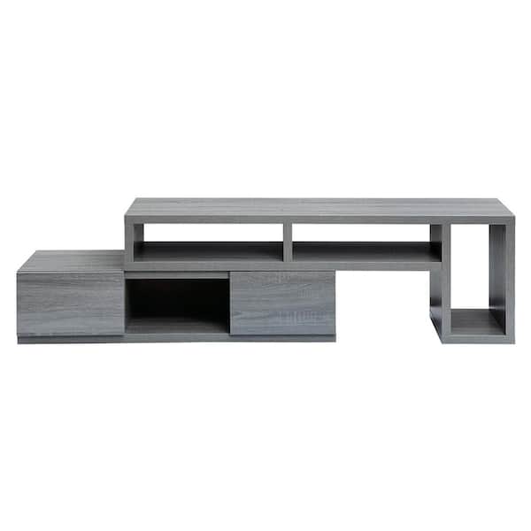 anpport Wood TV Stand Console Fits TVs up to 55 to 65 in. with 2 Drawers, Gray