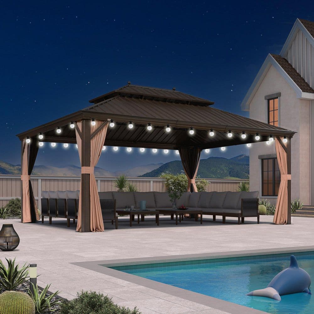 PURPLE LEAF 13 ft. x 17 ft. Bronze Patio Outdoor Gazebo for