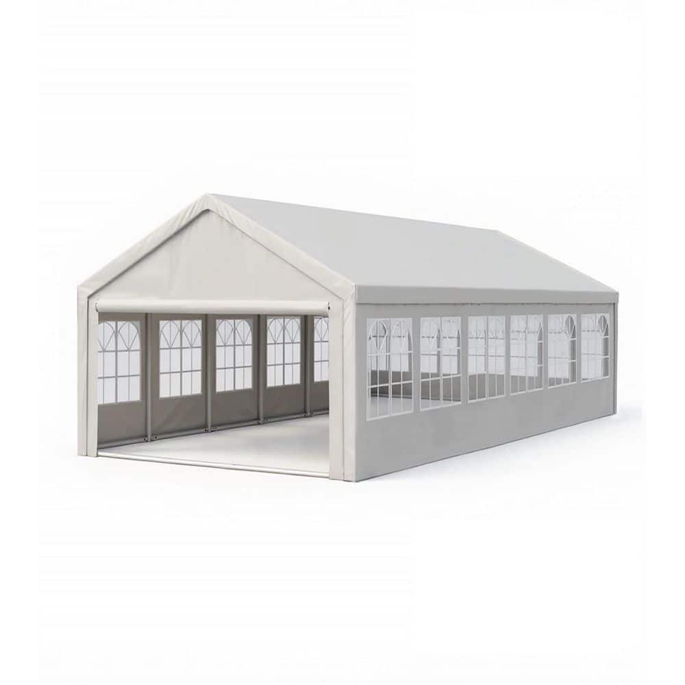 20 ft. x 40 ft. White Roof PE Carport Canopy Party Tent with