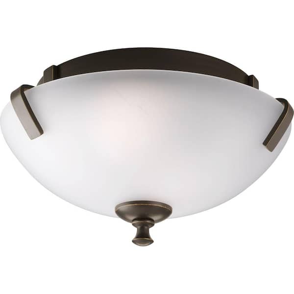 Progress Lighting Wisten 2-Light Antique Bronze Flush Mount with Etched Glass
