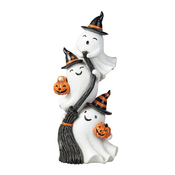 Glitzhome 13.00 in. H Halloween Polyresin Stacked Ghost Table Decor