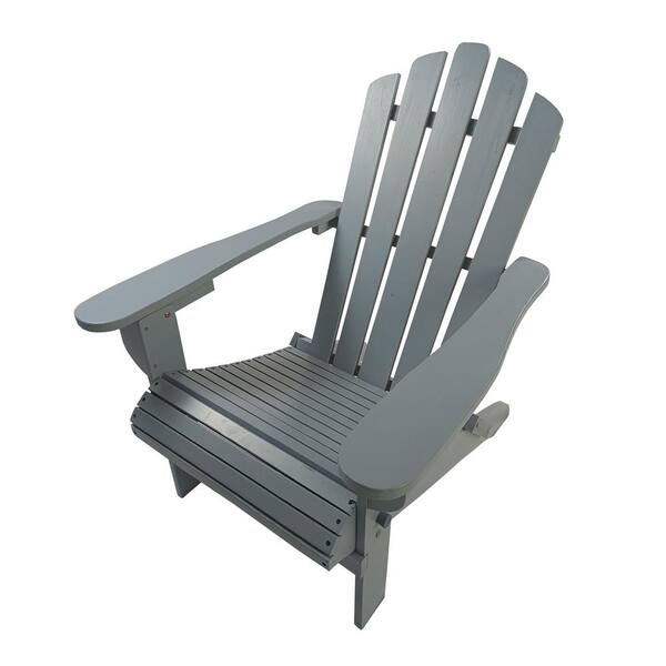 Tenleaf Gray Foldable Wood Outdoor Rocking Adirondack chair