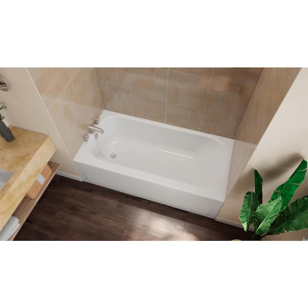 Mauicast 60 in. x 30 in. Rectangular Alcove Soaking Bathtub with Left Drain in White