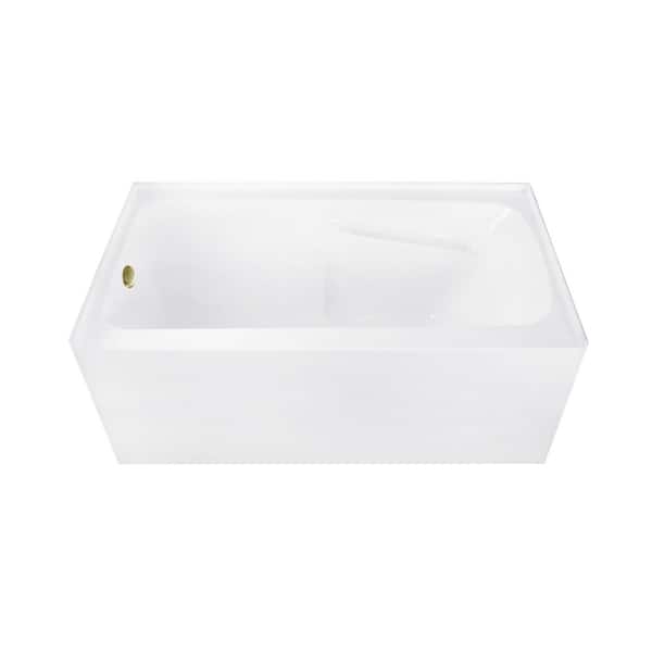 Aqua Eden 54 in. x 30 in. Acrylic Rectangular Alcove Soaking Bathtub with Left Drain in Glossy White/Antique Brass