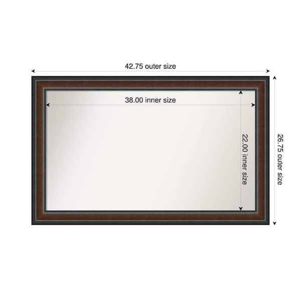 Amanti Art Cyprus Walnut 42.75 in. x 26.75 in. Custom Non-Beveled Wood Framed Bathroom Vantiy Wall Mirror