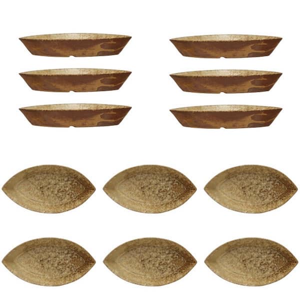 Storied Home Stoneware Plate with Reactive Glaze in Brown (Set of 12)