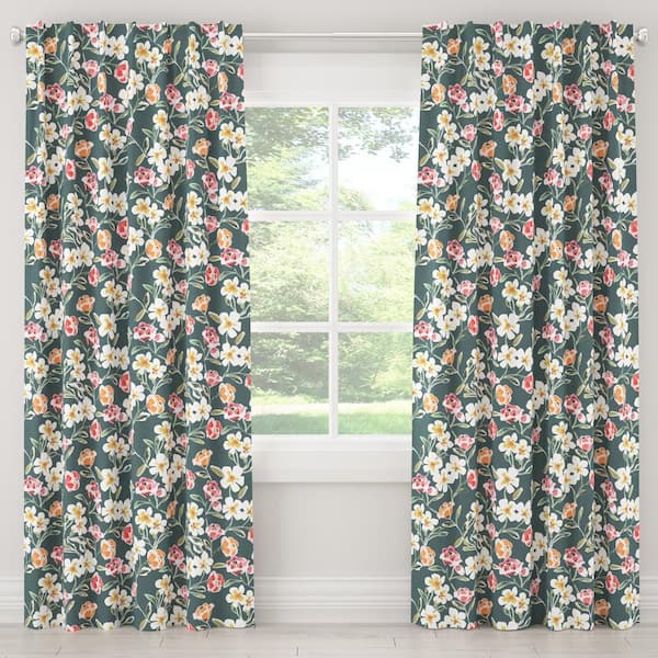 Skyline Furniture 50 in. W x 108 in. L Unlined Curtains in Summer Floral Green