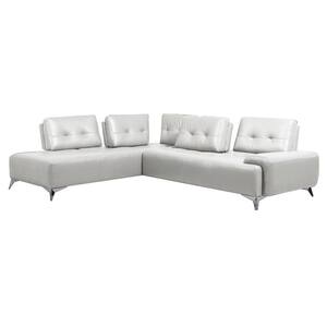 Turano 88 in. Square Arm 1-Piece Leather Specialty 4-Seat Sectional Sofa in White with Tight Back