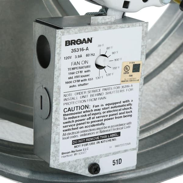 Broan-NuTone 1600 CFM Silver Electric Powered Gable Mount Gable