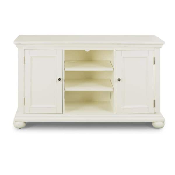 HOMESTYLES Dover 56 in. White Wood TV Stand Fits TVs Up to 60 in. with Storage Doors