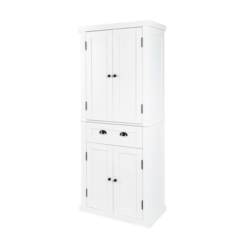 White Shaker Style Freestanding Kitchen Pantry Organizer with Adjustable Shelves