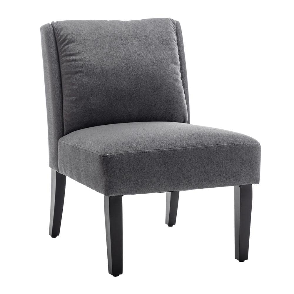 Art Leon CUBE Dark Gray Fabric Accent Slipper Chair with Wood Legs