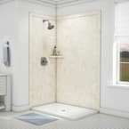 Elegance 36 in. x 48 in. x 80 in. 7-Piece Easy Up Adhesive Corner Shower Wall Surround in Calabria