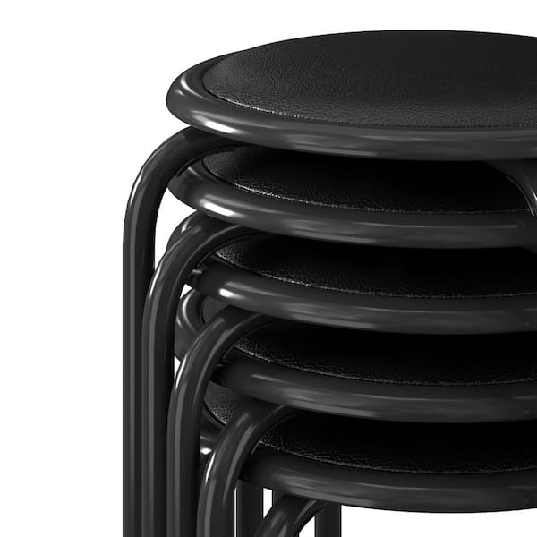 VECELO Stackable Stools Set of 6, 17 in. Metal Padded Counter