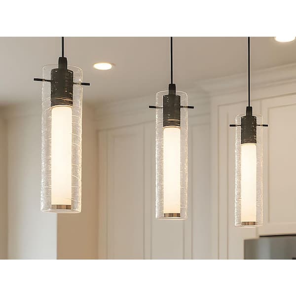Bari Black Outdoor Pendant Light with Crystal Shade