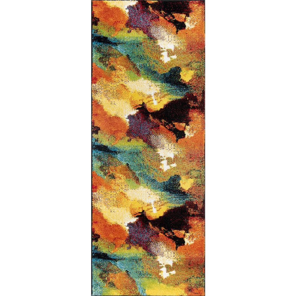 Two Colours Rug Tayse Rugs Avon Abstract Multi-Color 2 ft. x 8 ft. Indoor Runner Rug ...