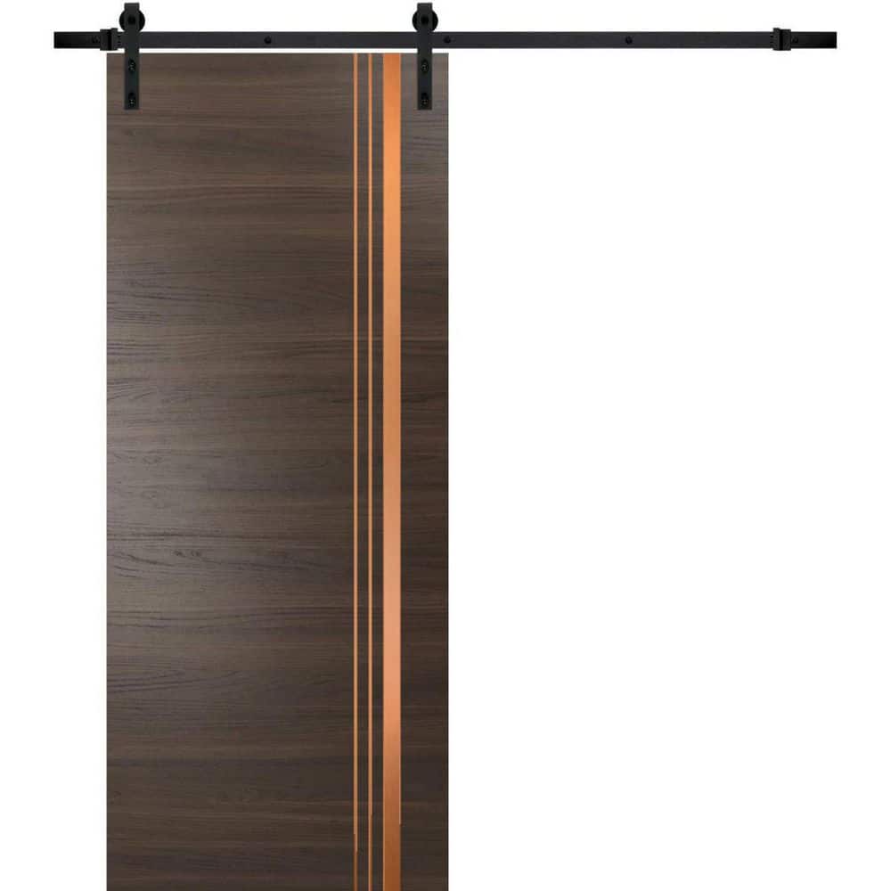 Assembly Required 32 in. x 80 in. 1-Panel Chocolate Ash Solid Wood with Honeycomb Sliding Barn Door with Hardware Kit price history on PriceWatchPro