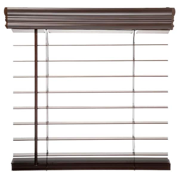 Home Decorators Collection Espresso Cordless Premium Faux Wood Blinds with  2.5 in. Slats - 36 in. W x 64 in. L (Actual Size 35.5 in. W x 64 in. L)  10793478362066 - The Home Depot