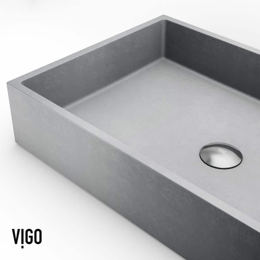 Concreto Stone 24" Gray Rectangular Vessel Bathroom Sink