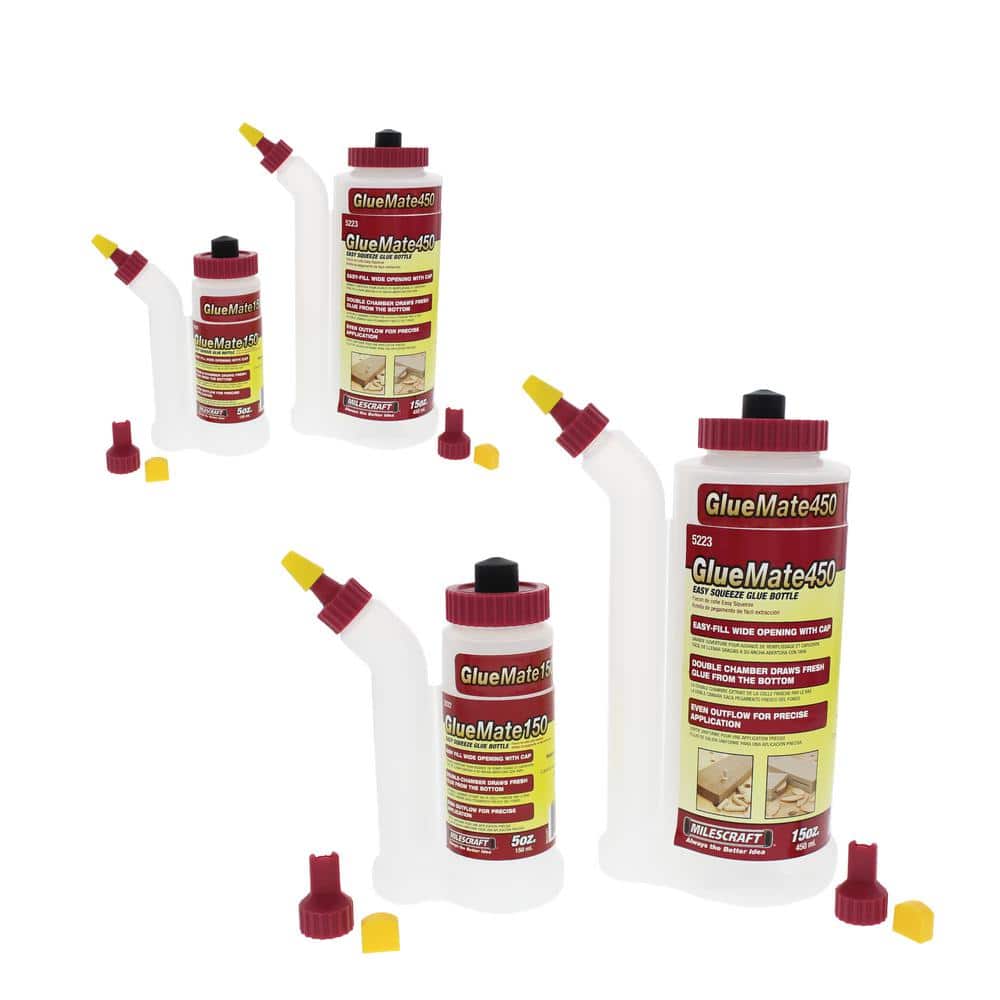 Milescraft GlueMate Multi-Pack - Wood Glue Bottles with No-Drip