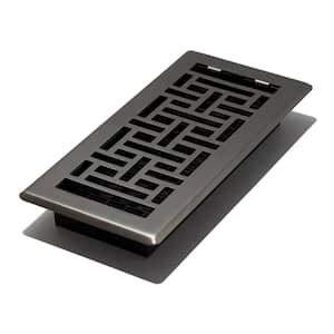 4 in. x 10 in. Oriental Steel Plated Floor Register, Gun Metal