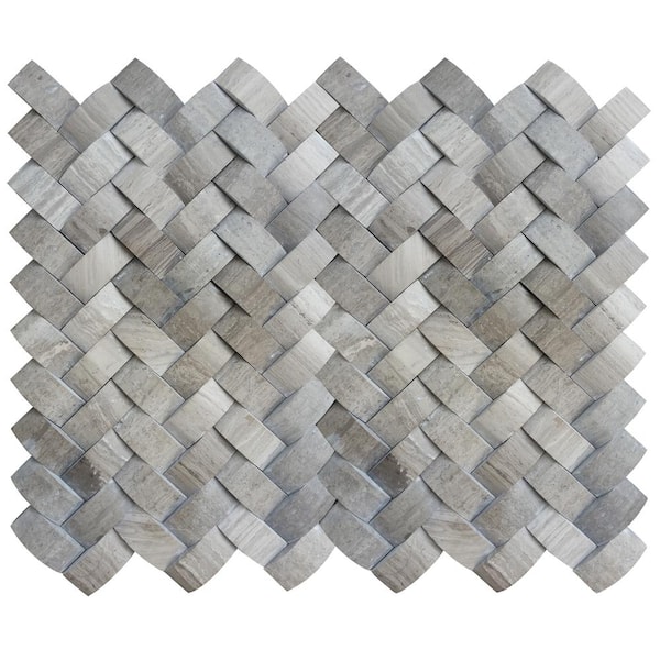 Emser Limestone Gray Honed 11.22 in. x 13.31 in. x 12 mm Limestone Mesh-Mounted Mosaic Tile (1.04 sq. ft.)