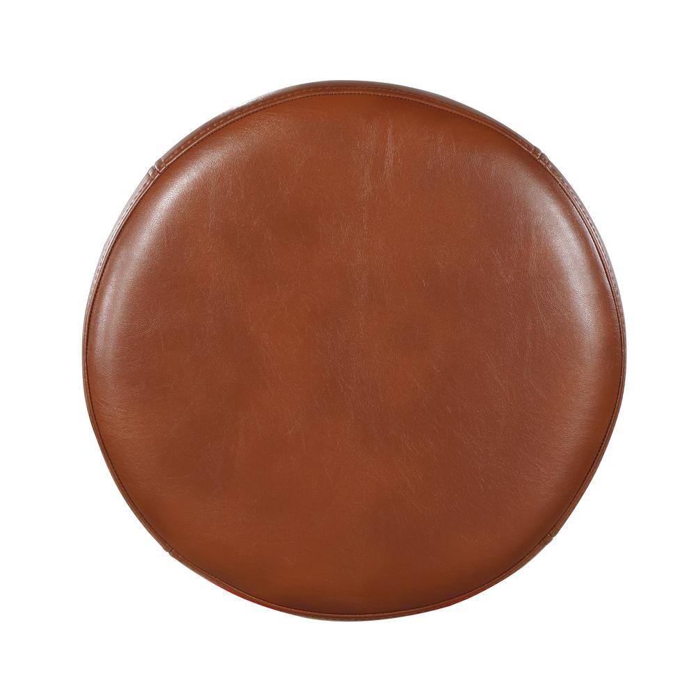 Montecarlo Adjustable Black Metal & Caramel Faux Leather Backless Stool