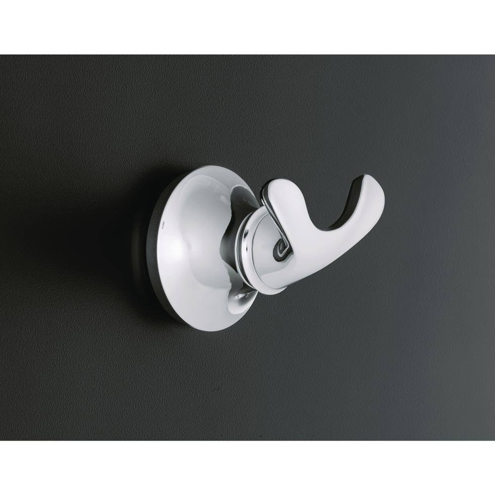 Polished Chrome Double Robe Hook with Sculpted Design
