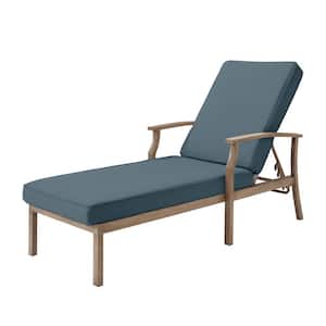 Beachside Rope Look Wicker Outdoor Patio Chaise Lounge with Sunbrella Denim Blue Cushions