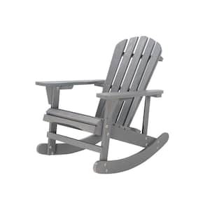 Gray Adirondack Rocking Chair Solid Wood Chairs Finish Outdoor Furniture for Patio