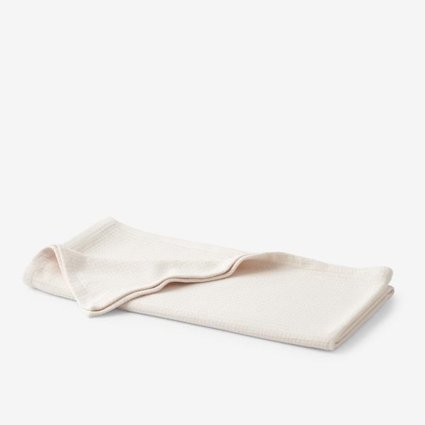 Cotton Weave Ivory Solid Woven Throw Blanket