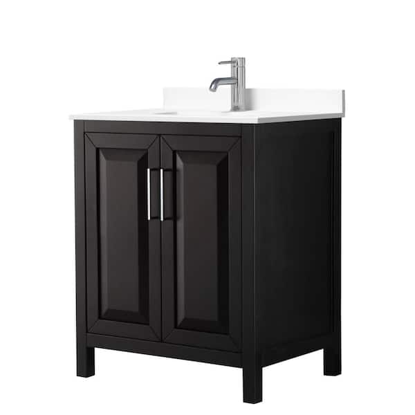 Wyndham Collection Daria 30 in. W x 22 in. D Single Vanity in Dark Espresso with Cultured Marble Vanity Top in White with White Basin