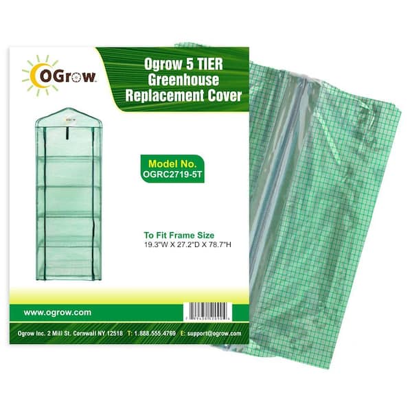 Ogrow Machrus Ogrow Premium PE Greenhouse Replacement Cover for Outdoor/Indoor 5 Tier Mini Greenhouse - 19in.Lx27in.Wx79in.H