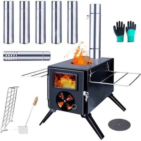 Unbranded Portable Titanium Surface Wood Stove with Chimney Tube