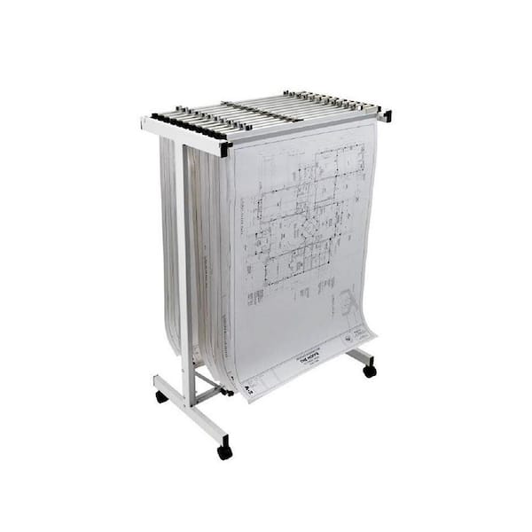 AdirOffice 51 in. H x 47 in. W Portable Expandable Steel Blueprint Plan Center Hanging File Folder Racks, White