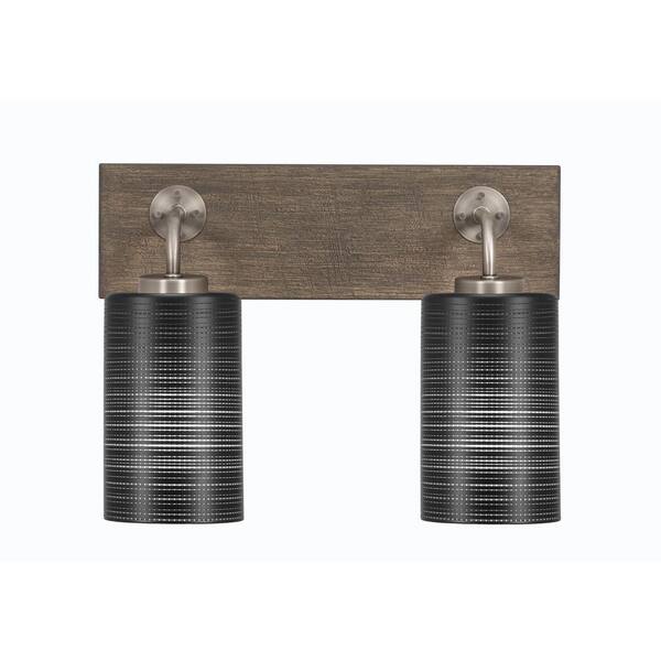 Lighting Theory Kirby 16 in. 2-Light Graphite and Painted Distressed Wood-look Metal Vanity Light