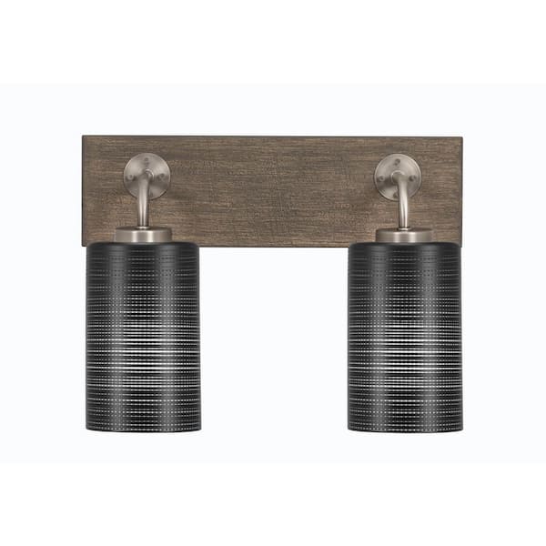 Unbranded Kirby 16 in. 2-Light Graphite and Painted Distressed Wood-look Metal Vanity Light