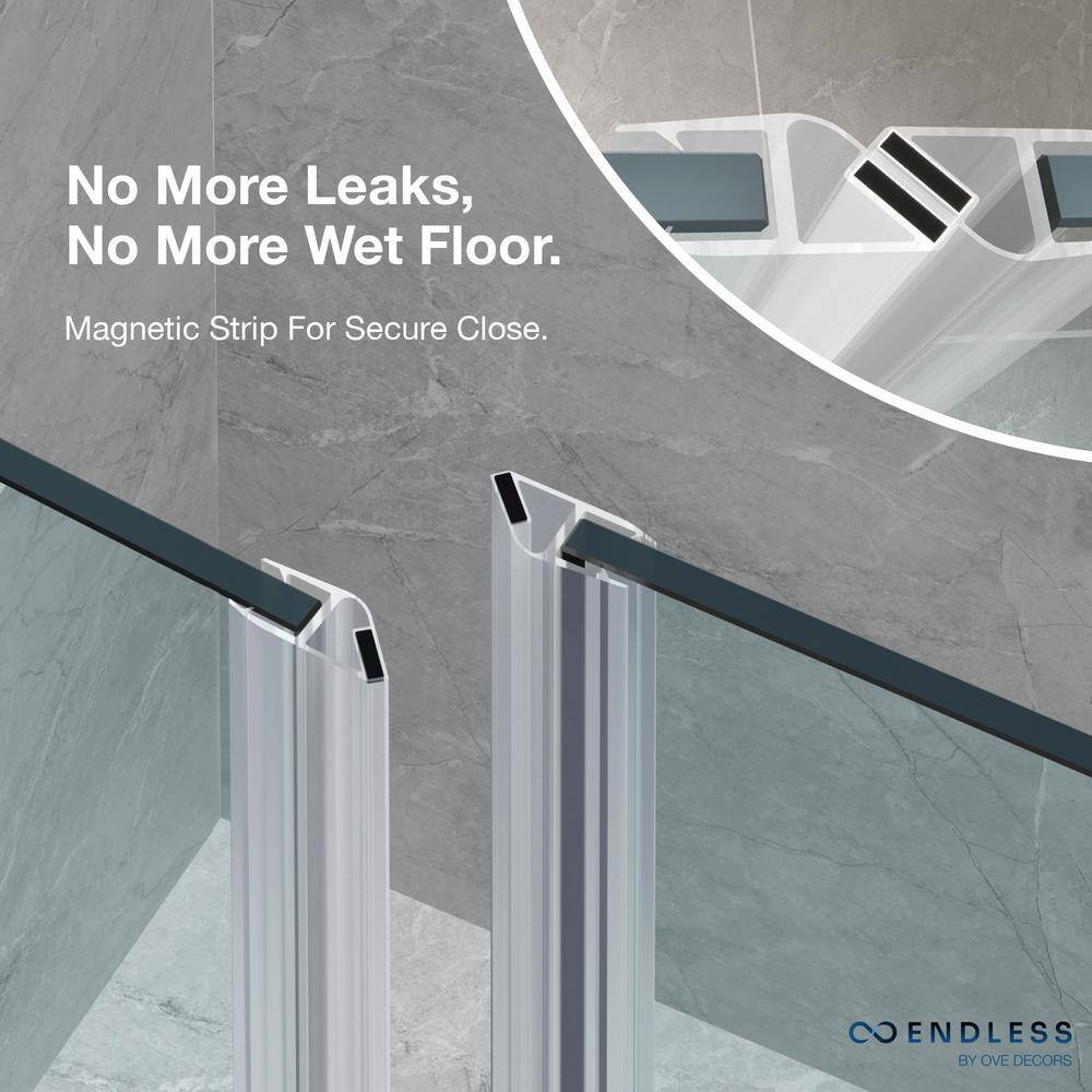 Black Tempered Glass Frameless Corner Shower Kit, 72" x 72"