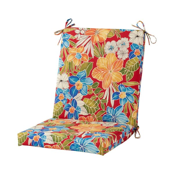 Greendale Home Fashions 20 in x 19 in Outdoor High Back Chair Pad, Aloha Red