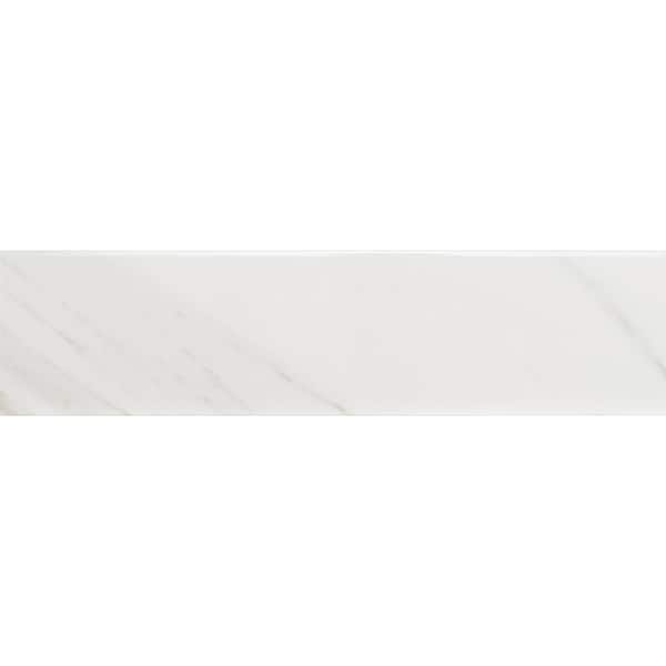 Classique White Calacatta 4 in. x 16 in. Mixed Glossy Glossy Ceramic White Subway Tile (11.11 sq. ft. / case)