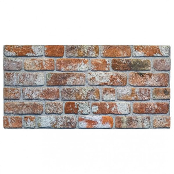 Dundee Deco Falkirk Uffcott 39.4 in. x 19.7 in. Red Grey Brown Faux Brick Styrofoam 3D Decorative Wall Panel (10-Pack)