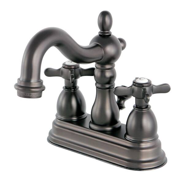 Kingston Brass Restoration Cross 4 in. Centerset 2-Handle High-Arc Bathroom Faucet in Oil Rubbed Bronze