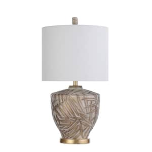 29 in. Gold Finished Poly Resin Base with Gold Metal Base Indoor Table Lamp with Fabric Shade
